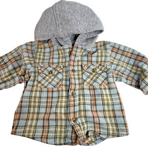 Sprockets Toddler Hooded Jacket Plaid Sherpa Lined Button Front